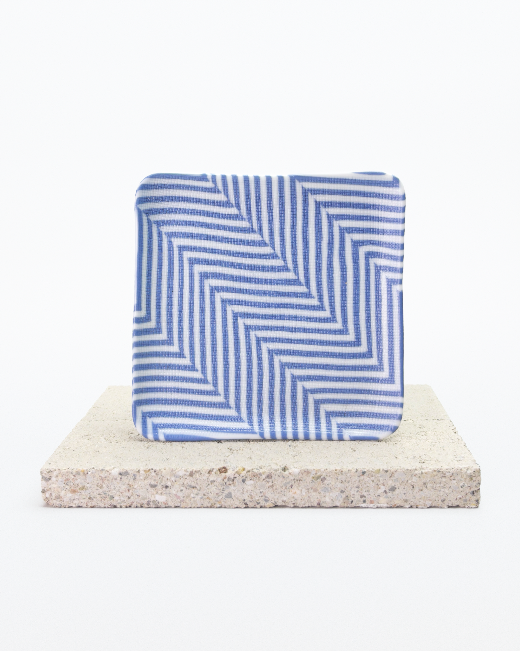 Pair of Blue Striped Nerikomi Cups + Saucers